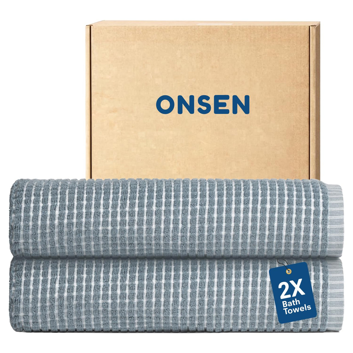 ONSEN Sculpted Terry Bath Towels - Grey Fog, 2X Bath Towel