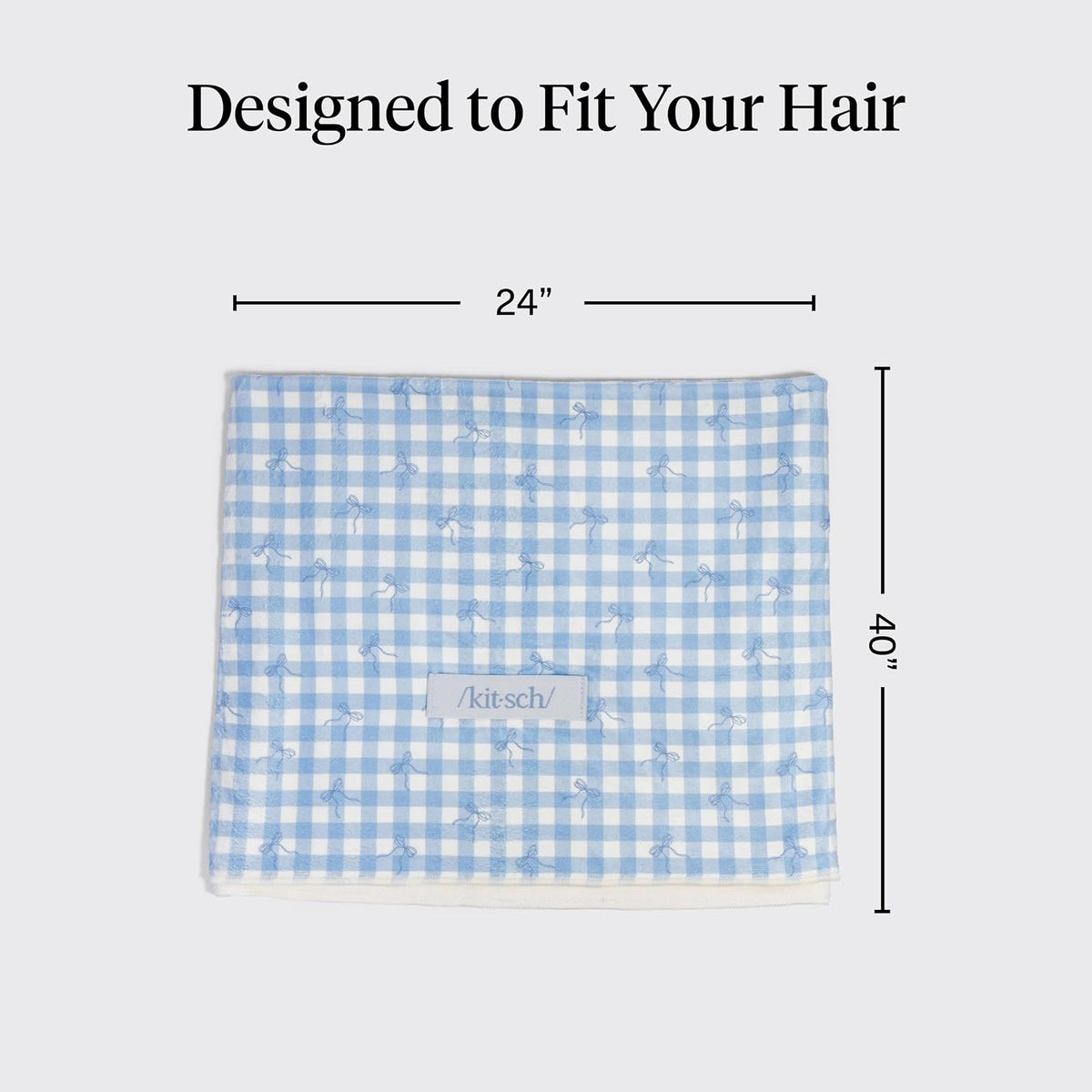Kitsch XL Microfiber Hair Towel Wrap for Women - Gingham Blue