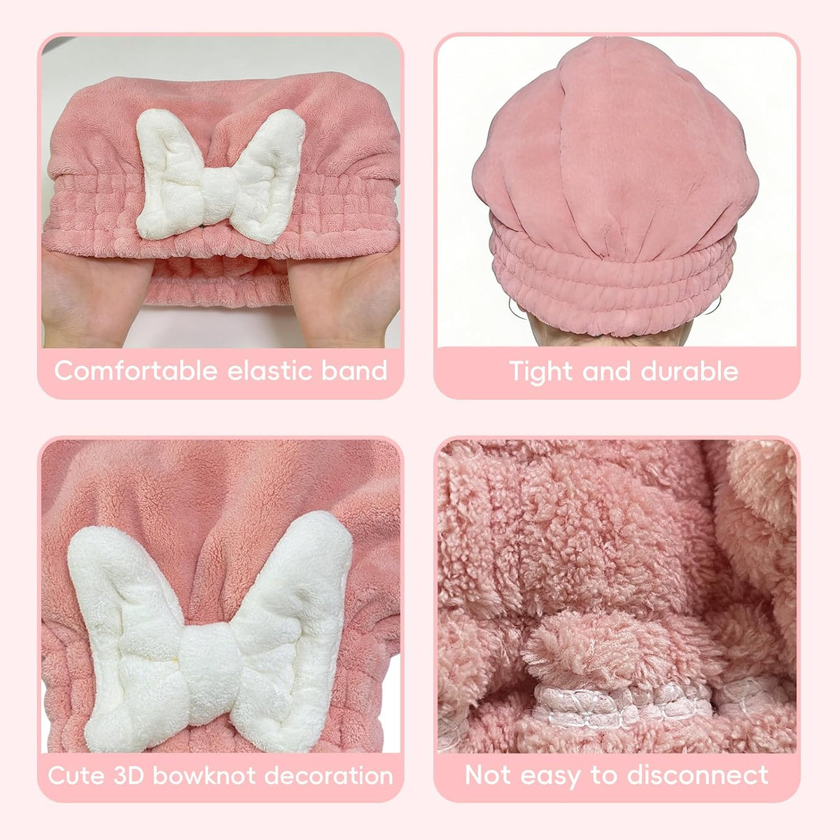 2 Pcs Microfiber Hair Towel Cap for Women, Super Soft Absorbent
