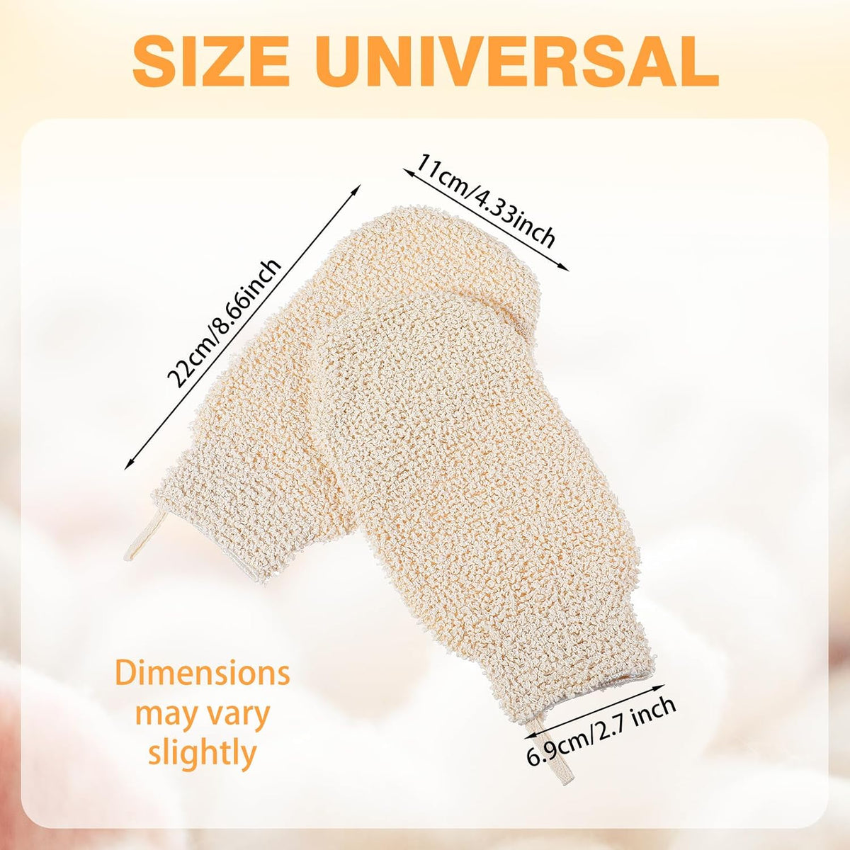 2Pcs Natural Bath Gloves, Exfoliate Glove Shower Mitt for Women Men, Soft Loofah Gloves Mitts Washcloth, Fiber Exfoliating Mitt for Body Scrub and Cleansing
