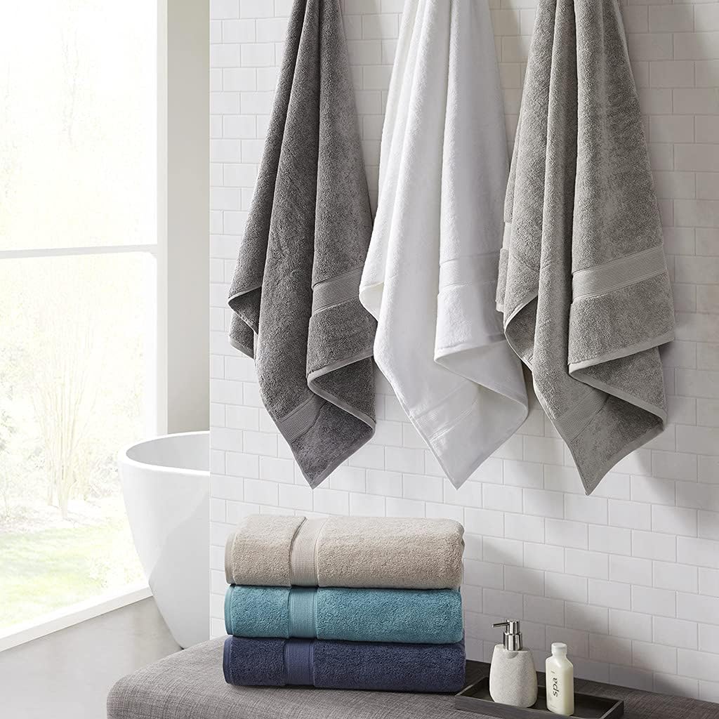 Madison Park Cotton Bath Sheet 2 Piece Oversized, 800GSM, 34" x 68" White