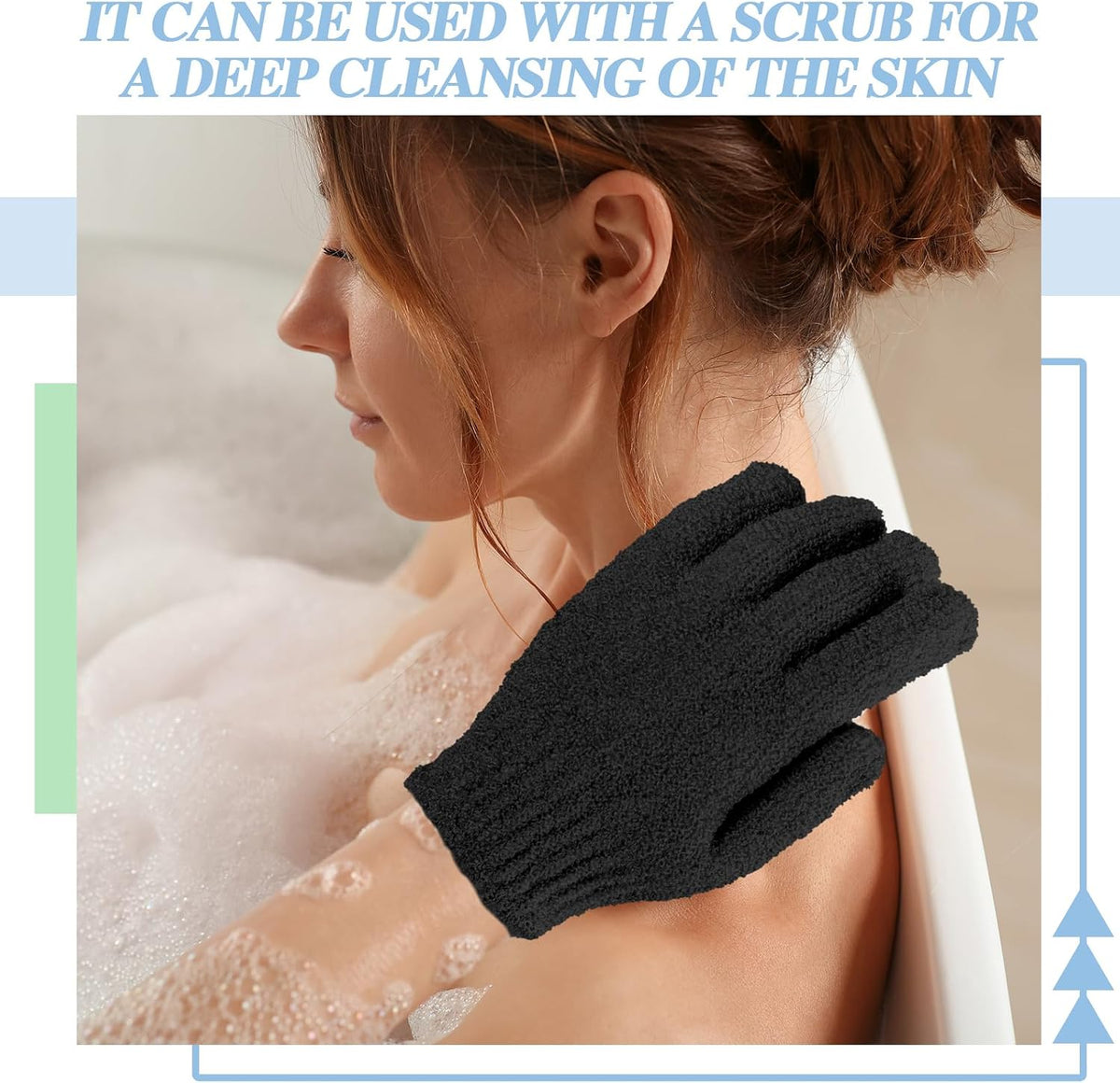 Ramede 30 Pair Exfoliating Gloves Double Sided Nylon Scrubbers, Black