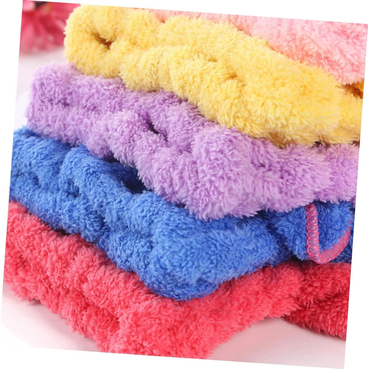 5Pcs Coral Fleece Dry Hair Caps with Thickened Bowknot Double-Sided Design Super Absorbent Hair Drying Hats for Women Fast Drying Turban for Bath Shower Gym Use