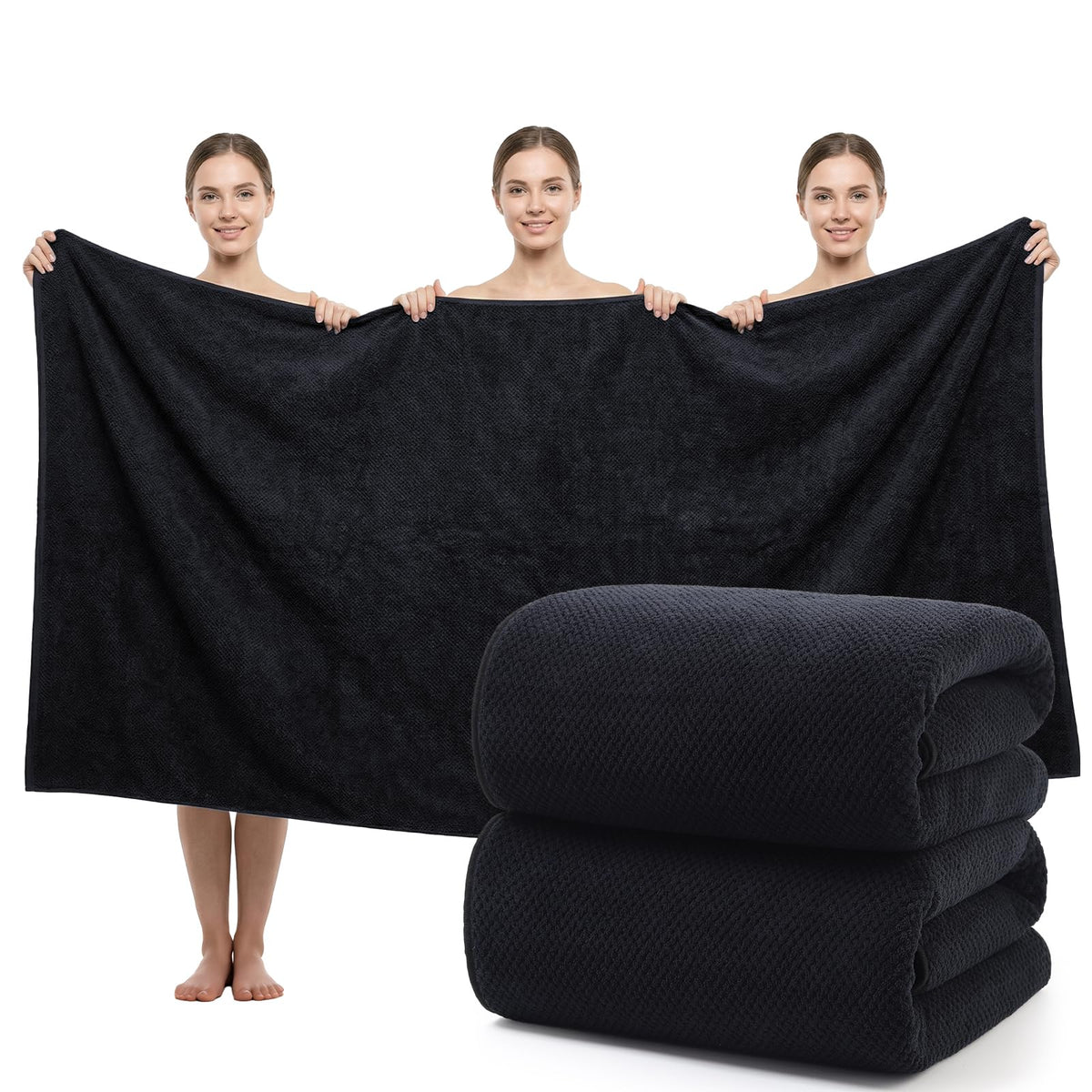 REDKISS Pack of 2 Jumbo Bath Sheets, 40 x 80 Inches Microfiber Bath Towels for Bathroom, Extra Large & Lightweight, Quick-Dry, Super Soft & Highly Absorbent, Perfect to Wrap Yourself in, Gray