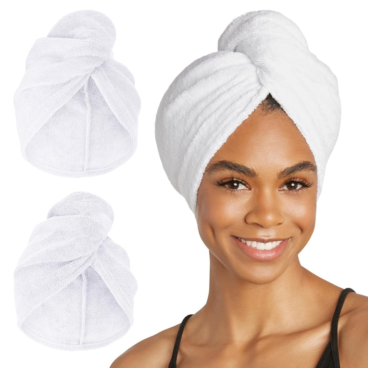 Turbie Twist Microfiber Hair Towel, Grey & Light Pink (2 Pack)