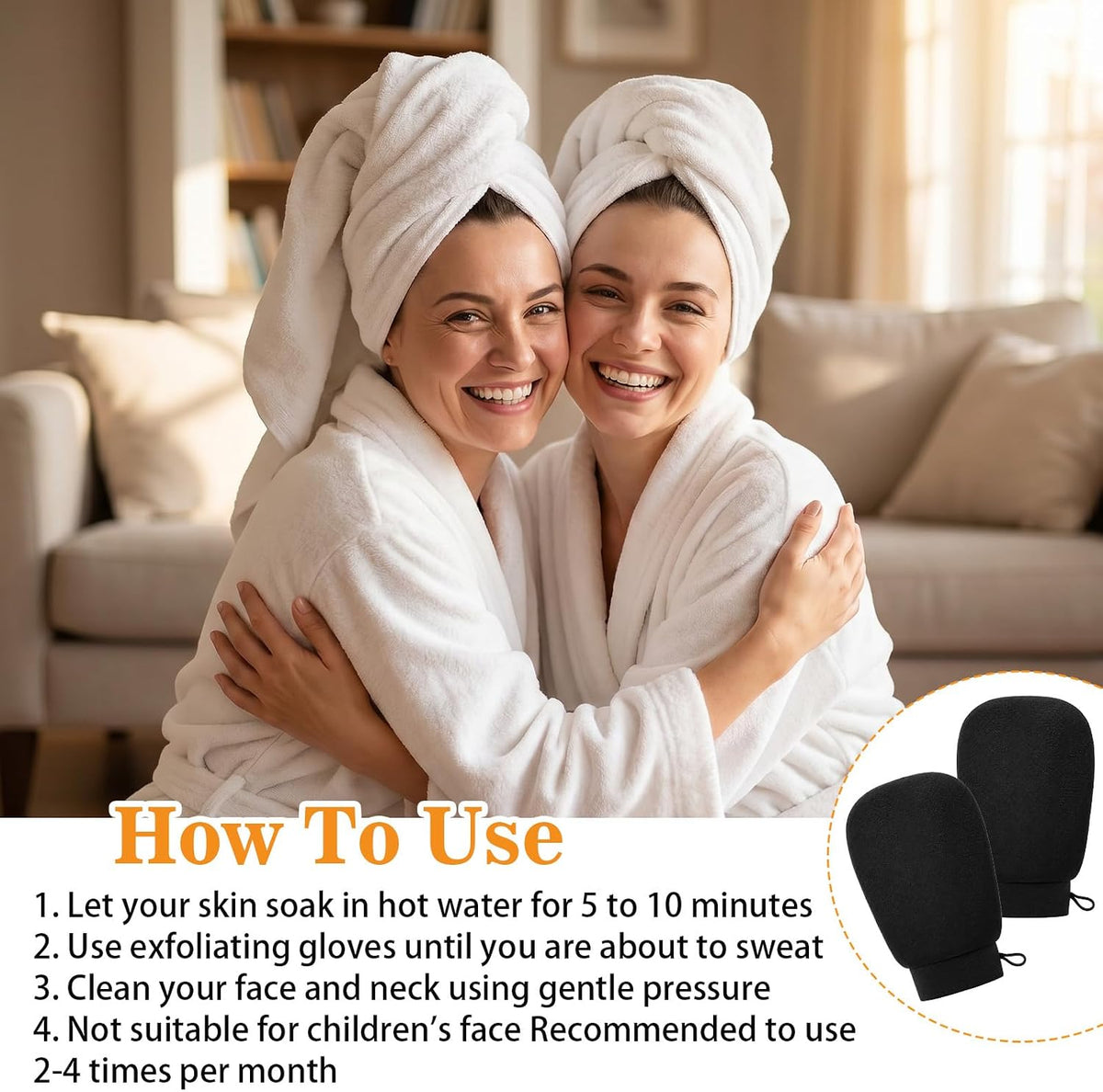 20 Pcs Exfoliating Gloves, Bulk Viscose Fiber Body Scrubber Mitts for Dead Skin Removal, Korean Style Shower Exfoliator for Men and Women, Black