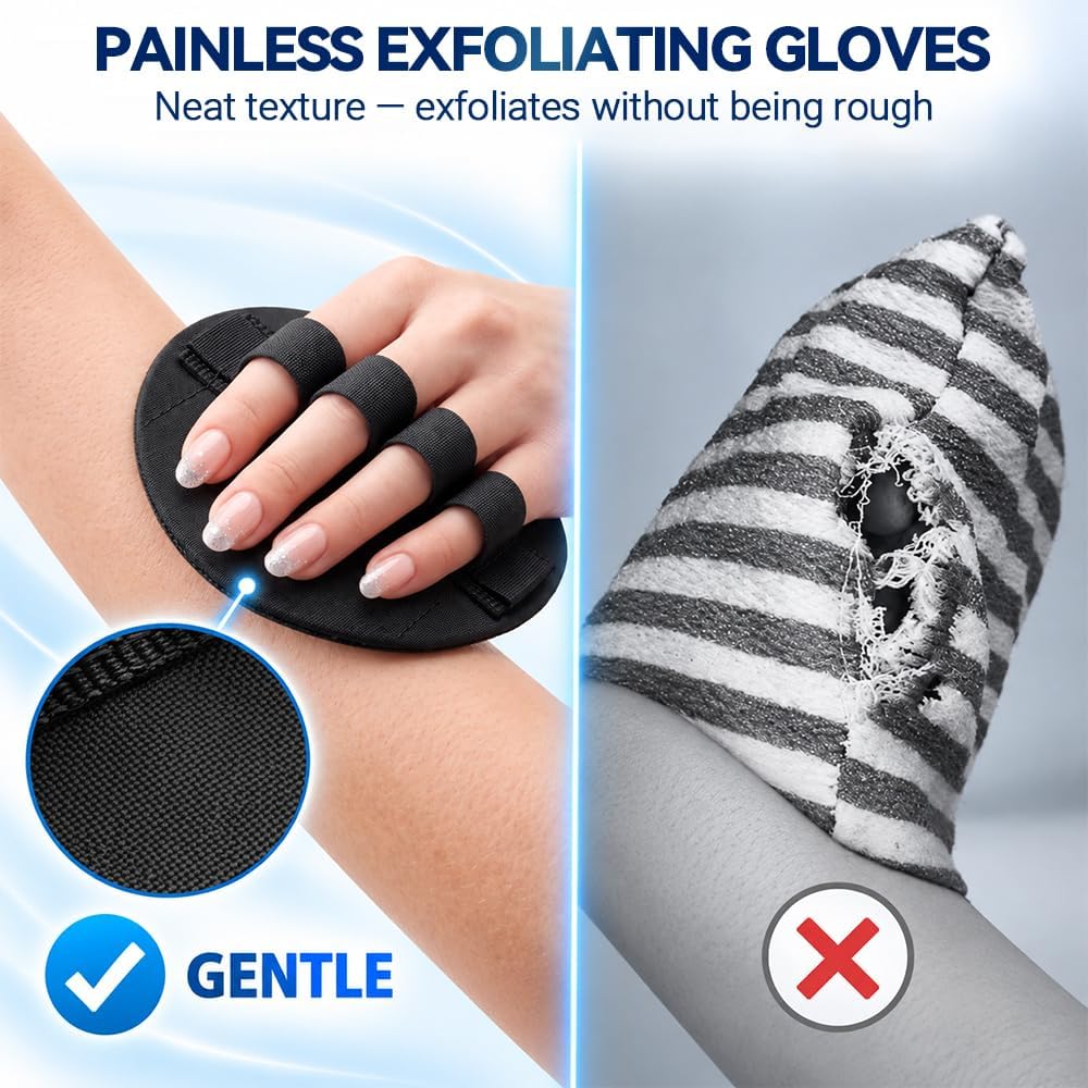 Painless Rubber Body Exfoliating Gloves，Dead Skin Remover, 2pcs