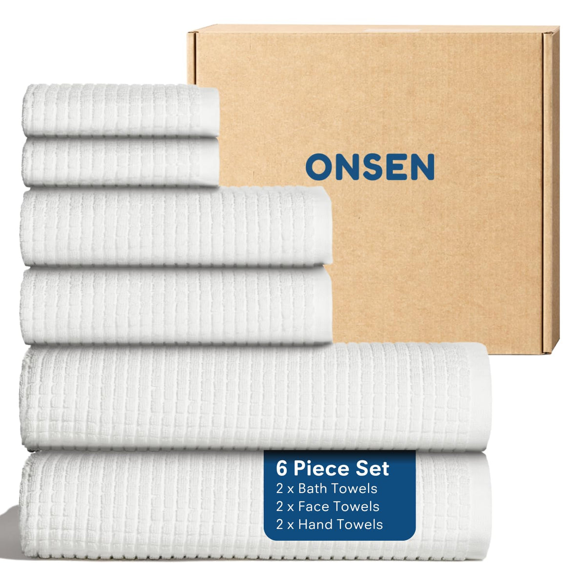 ONSEN Sculpted Terry Bath Towels - Grey Fog, 2X Bath Towel