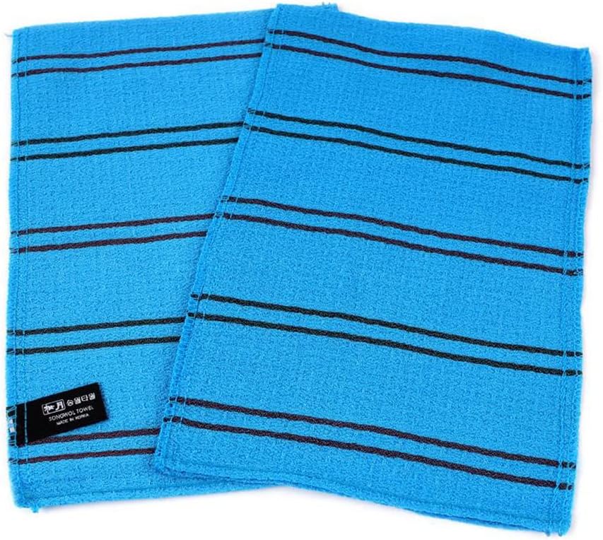 SONGWOL 10 Pack Korean Beauty Skin Large Exfoliating Bath Shower Towel Gloves Scrub Wash Clothes Made in Korea Blue