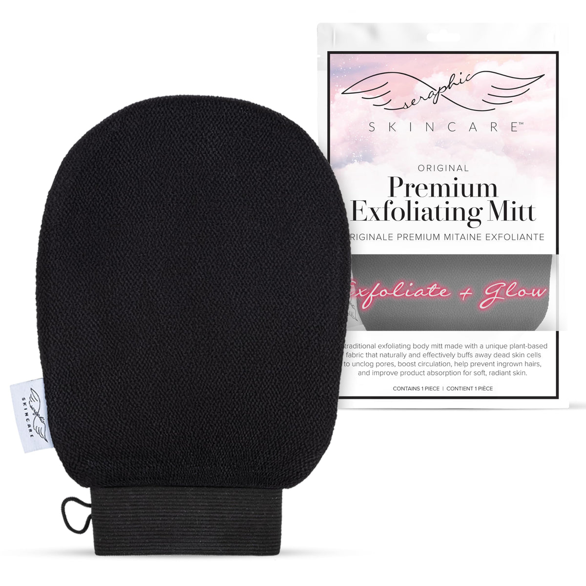 Divine Glow Exfoliating Mitt for Body 2pcs - Body Scrub Glove & Exfoliator