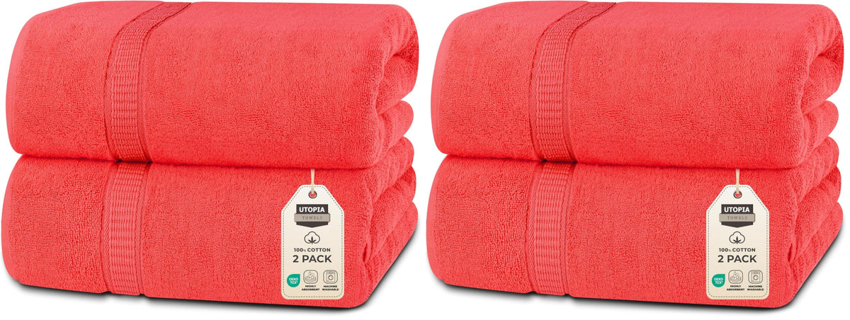 Utopia Towels Jumbo Bath Sheets, 2 Pack, 35x70 in, 600 GSM Cotton, White