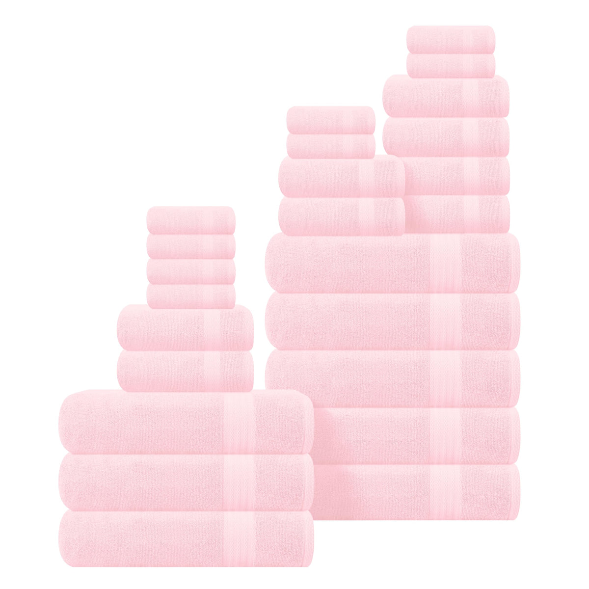 GLAMBURG Ultra Soft 8-Piece Towel Set - 100% Pure Ringspun Cotton, Contains 2 Oversized Bath Towels 27x54, 2 Hand Towels 16x28, 4 Wash Cloths 13x13 - Ideal for Everyday use, Hotel & Spa - Pink
