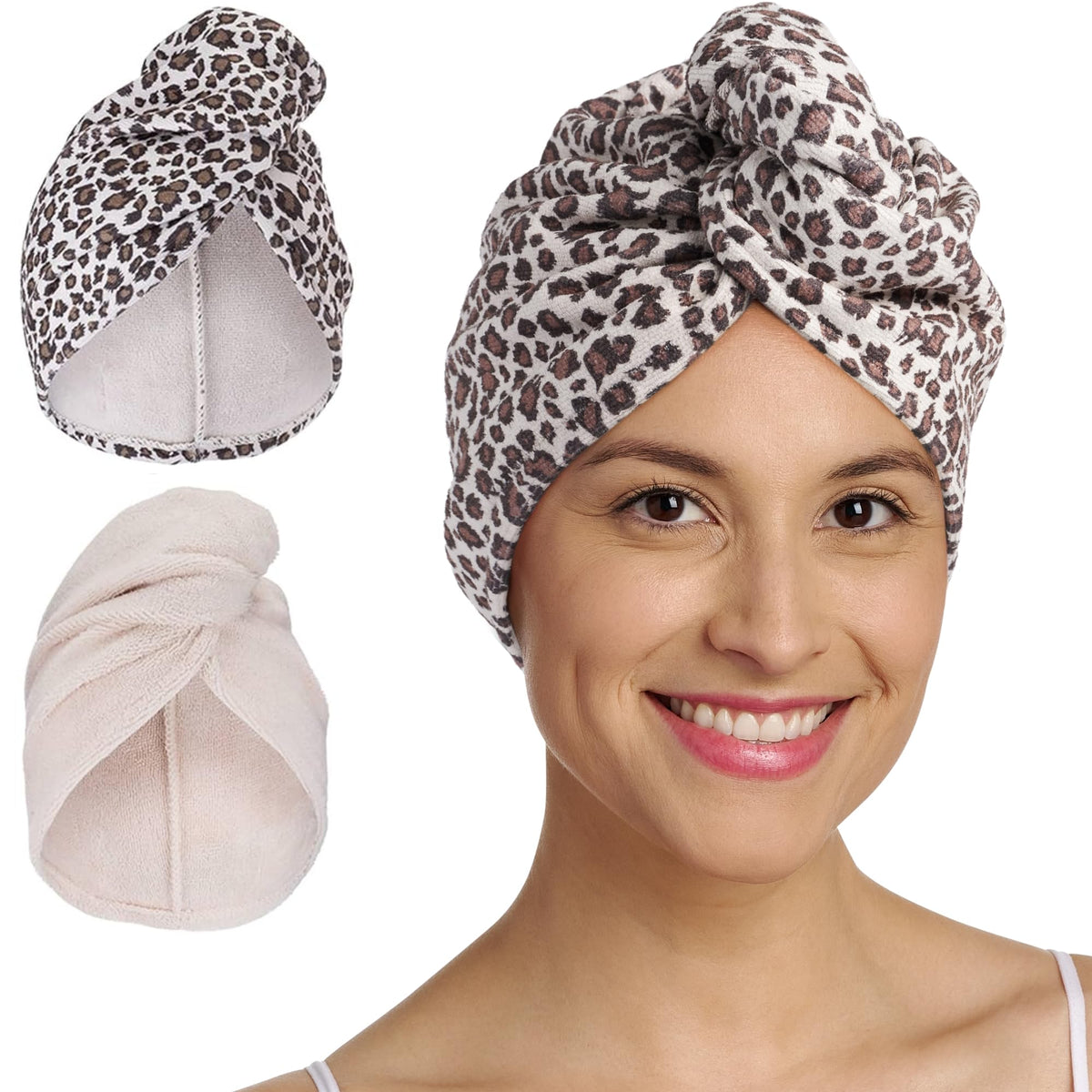 Turbie Twist Microfiber Hair Towel, Grey & Light Pink (2 Pack)