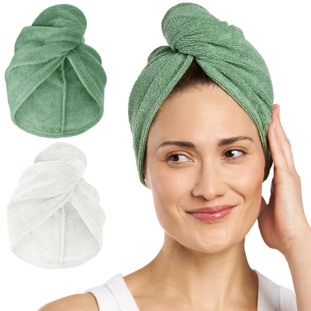 Turbie Twist Microfiber Hair Towel, Grey & Light Pink (2 Pack)