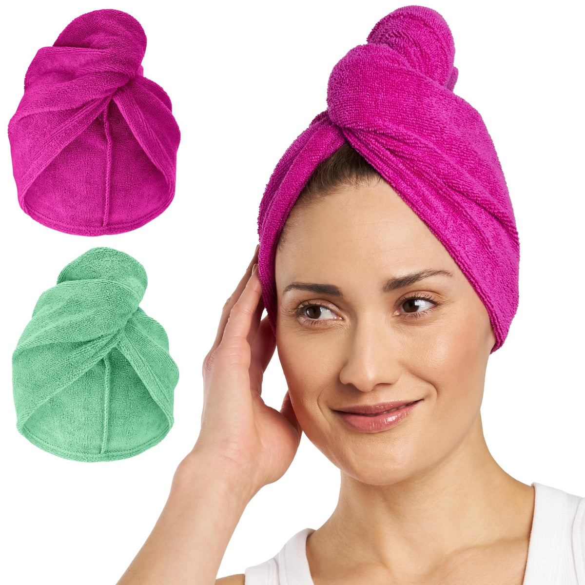 Turbie Twist Microfiber Hair Towel, Grey & Light Pink (2 Pack)