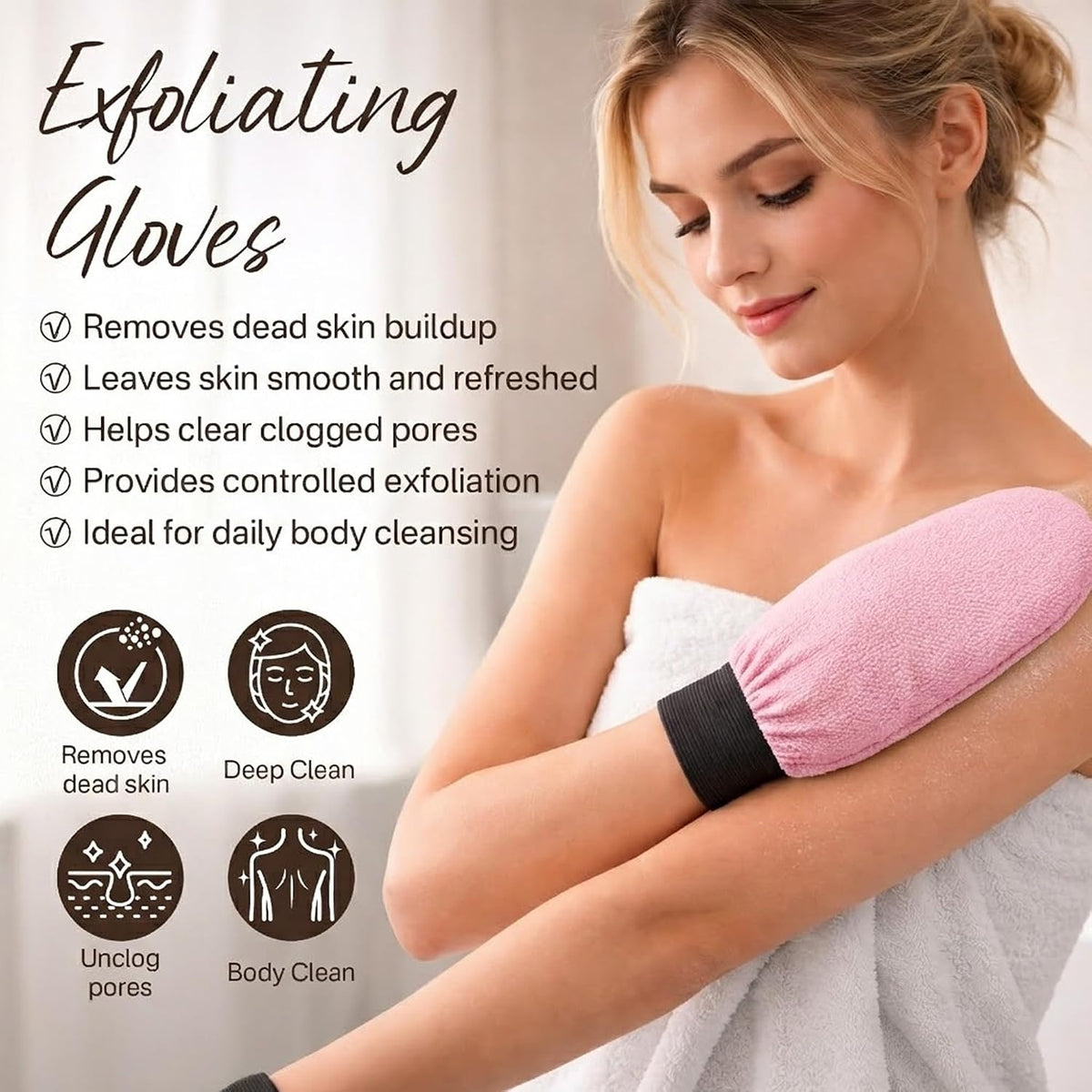 Exfoliating Glove 2 Pack, Korean Exfoliating Mitt, Body Scrubber Exfoliator