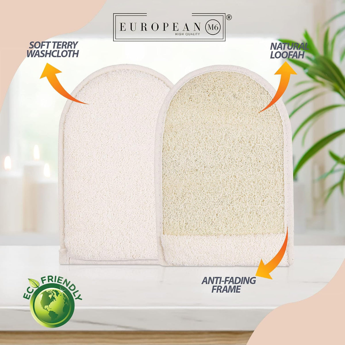 Egyptian Loofah Sponge, Large Double-Sided Exfoliating Mitt