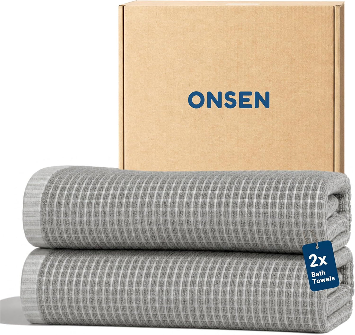 ONSEN Sculpted Terry Bath Towels - Grey Fog, 2X Bath Towel