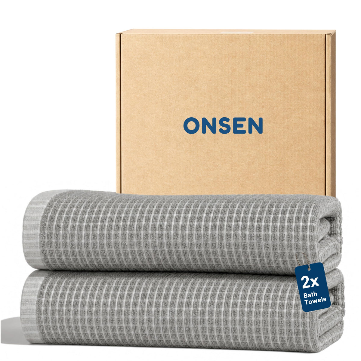 ONSEN Sculpted Terry Bath Towels - Grey Fog, 2X Bath Towel