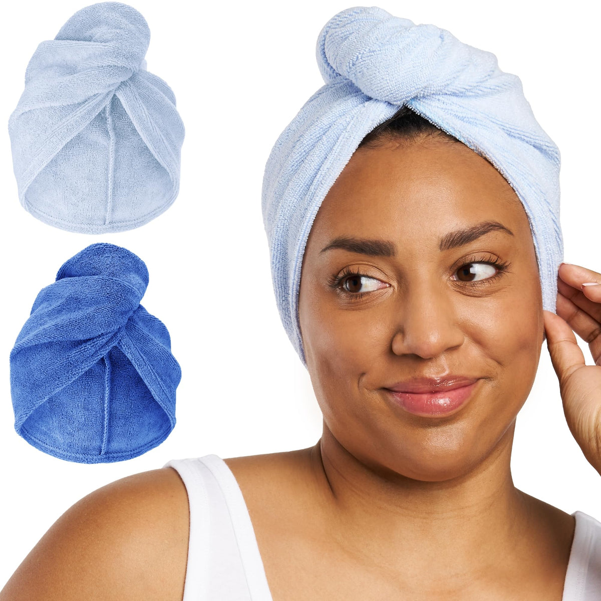 Turbie Twist Microfiber Hair Towel, Grey & Light Pink (2 Pack)