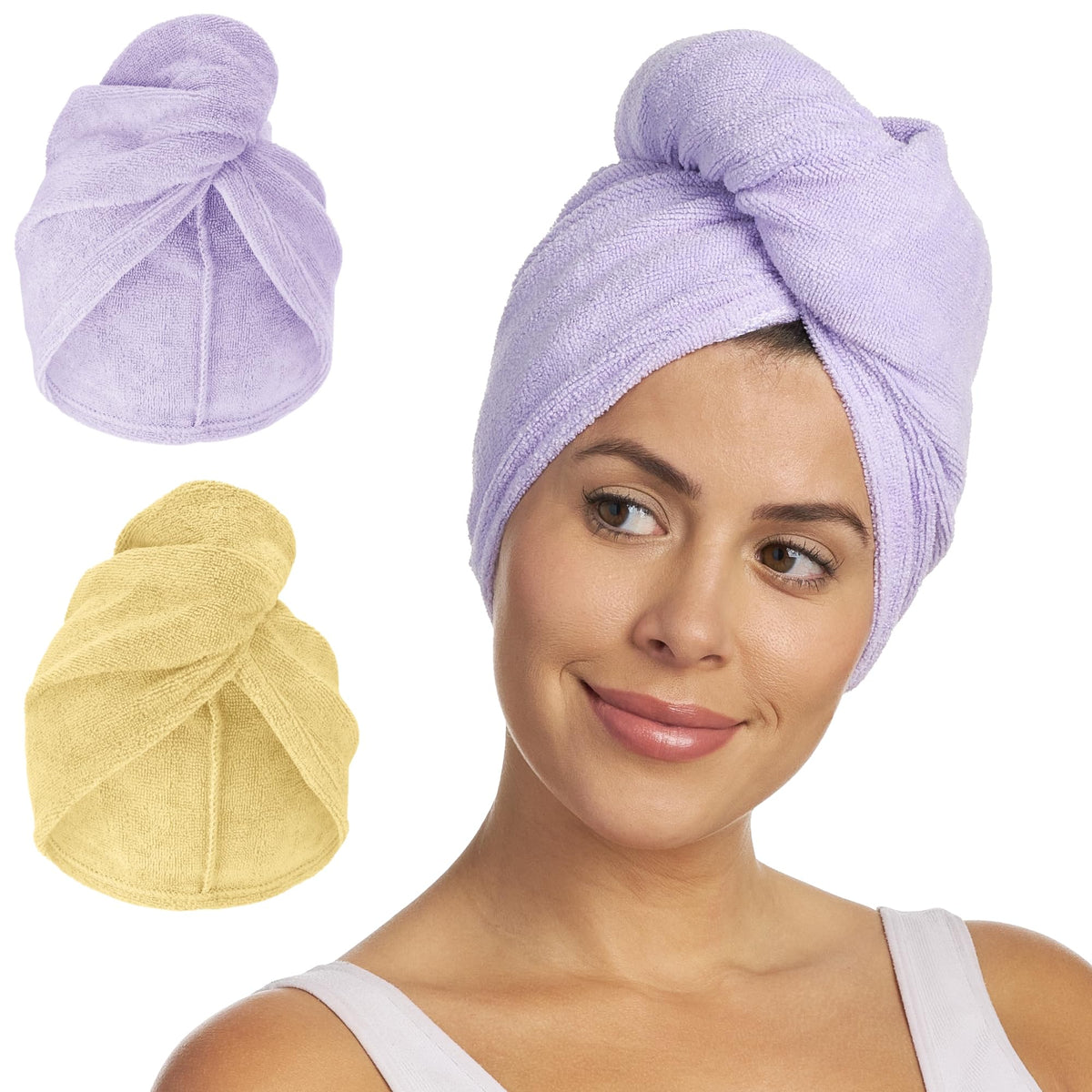Turbie Twist Microfiber Hair Towel, Grey & Light Pink (2 Pack)