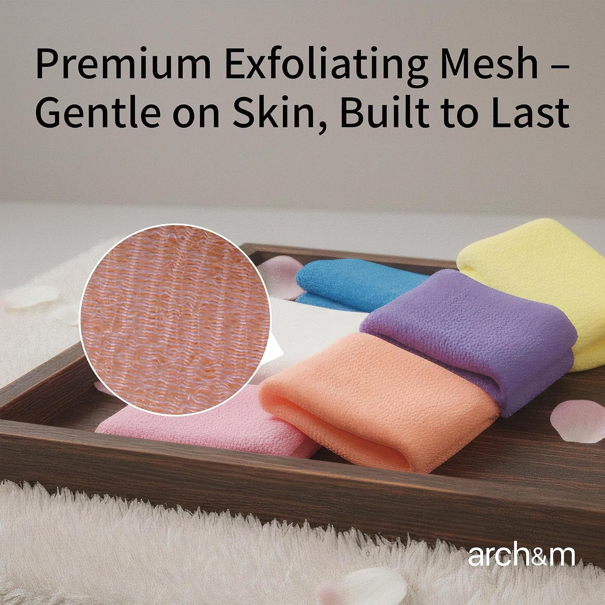 ARCH&M Exfoliating Washcloth & Japanese Shower Towel, 3 Pack, Body Scrubber