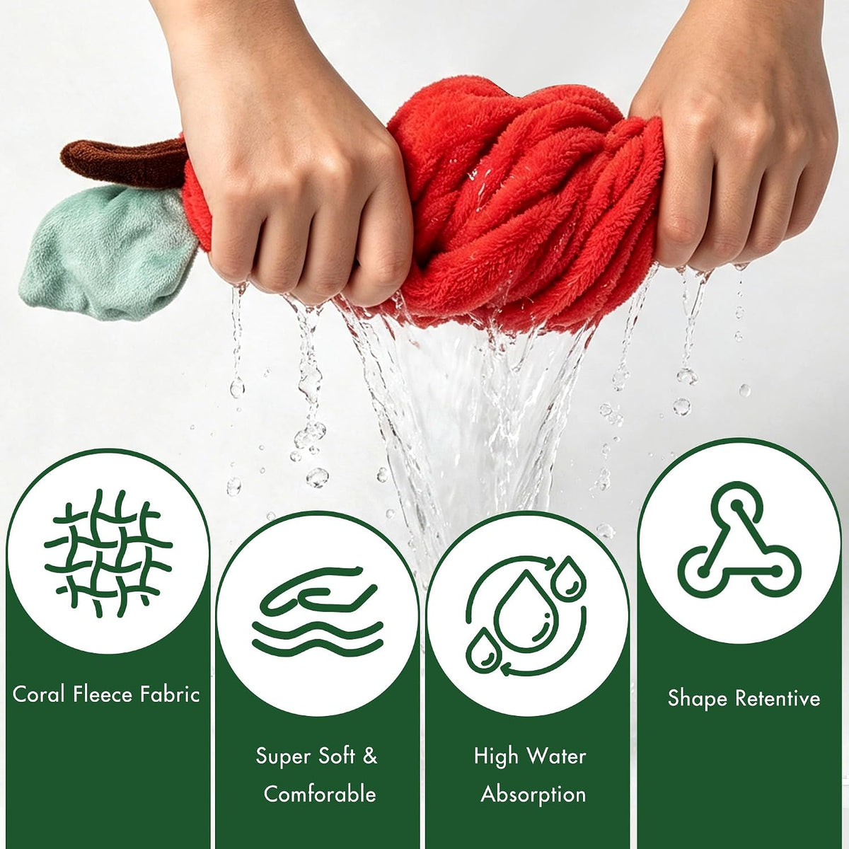 SHIDOW Apple Hair Bonnet for Women Quick Dry Bath Cap 2 Pack