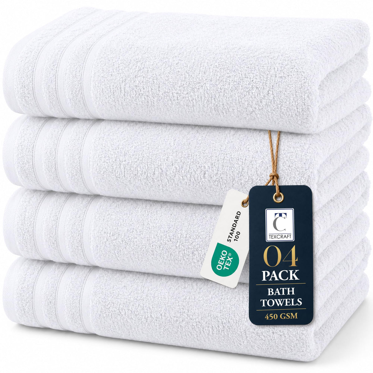 TEXCRAFT Large Bath Towels Set of 6 – 100% Cotton Terry – 24" x 50" – Quick Dry, Soft & Highly Absorbent – Beige Towels for Bathroom, Gym, Spa, Pool & Daily Use