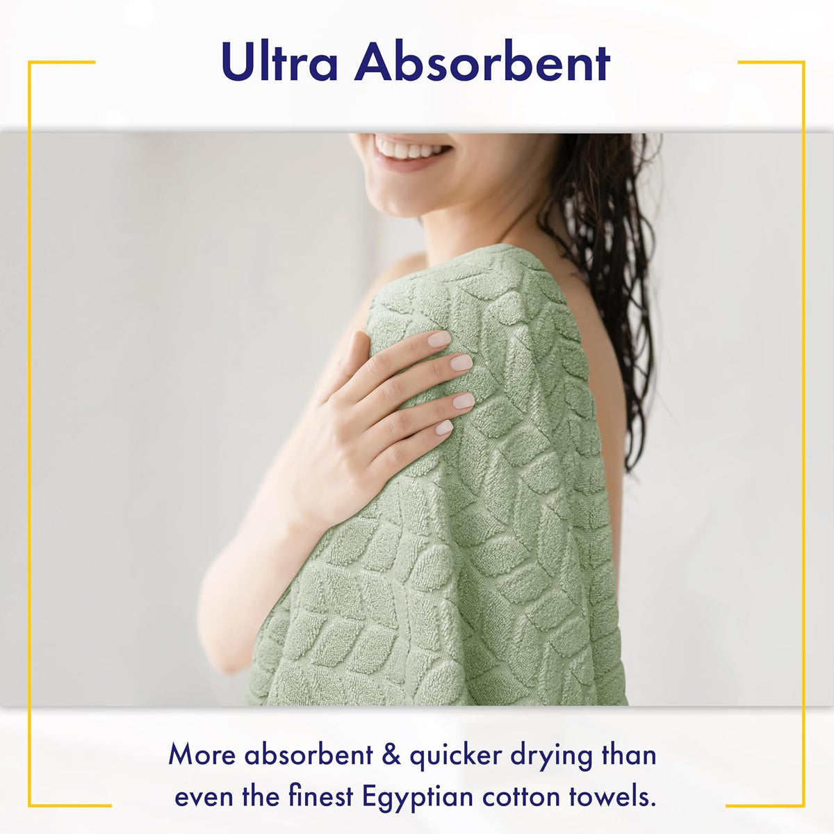 Luxury 100% Cotton Decorative Bath Towel Set, Ultra Soft - Eucalyptus Green