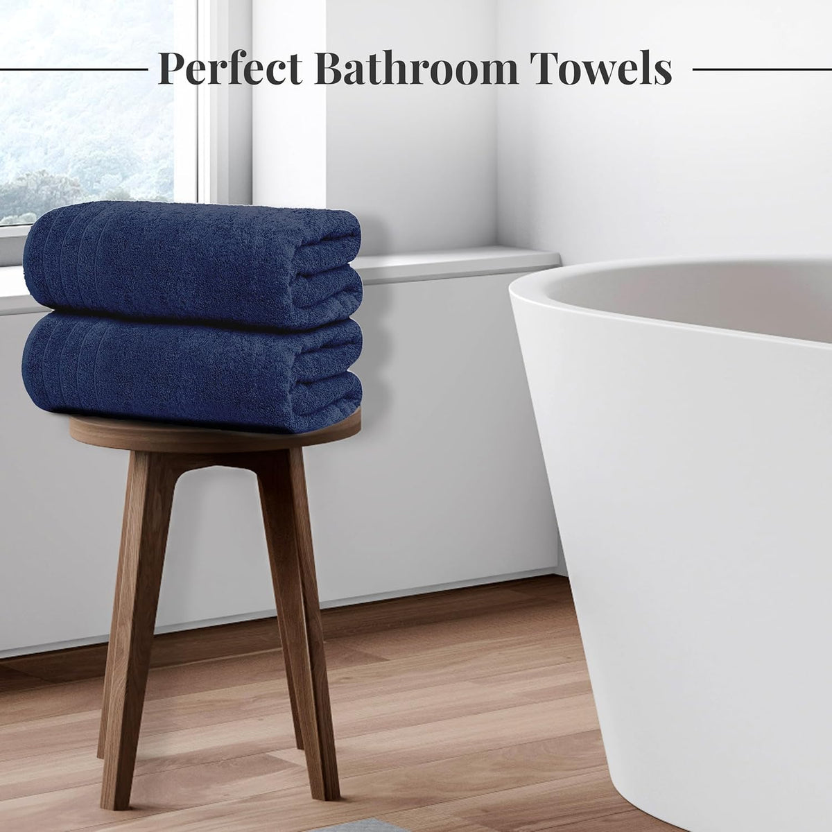 Tens Towels 4 Piece Extra Large Bath Towels 30 x 60 Inches, Navy