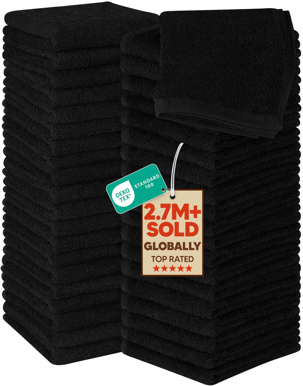 Utopia Towels 24 Pack Washcloths, 12x12 in, 100% Cotton, Grey
