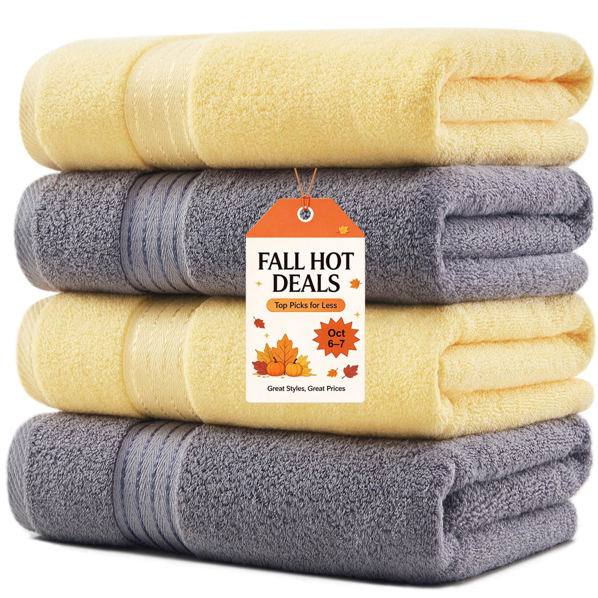 COZYART Luxury Bath Towels 4 PCS, 27x54 650 GSM Turkish Cotton Burnt Orange