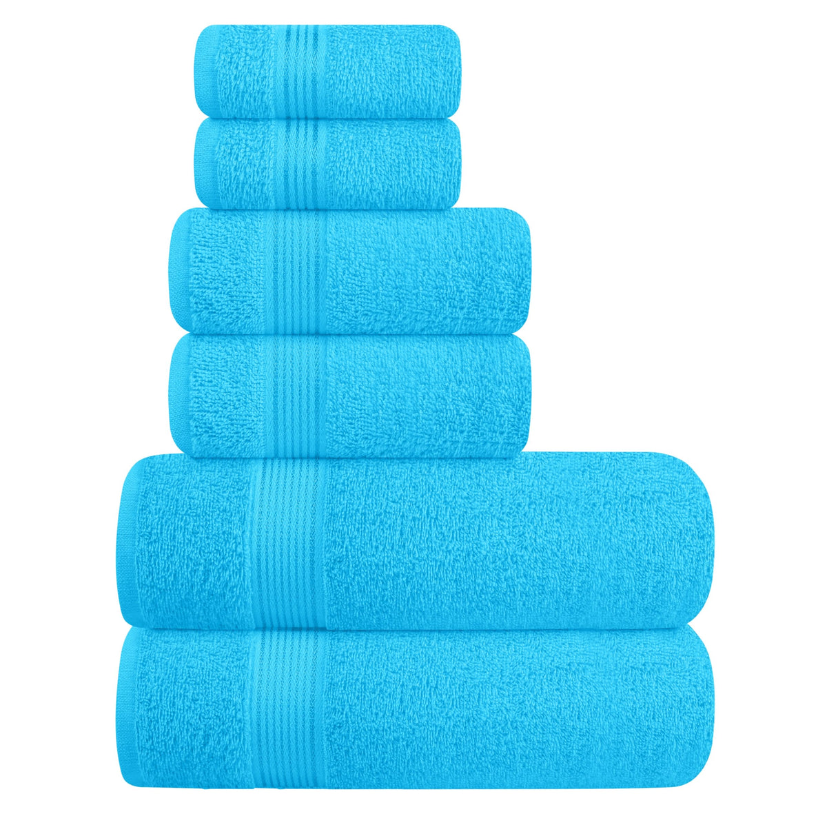 Belizzi Home Ultra Soft 6 Pack Cotton Towel Set, Contains 2 Bath Towels 28x55 inch, 2 Hand Towels 16x24 inch & 2 Wash Coths 12x12 inch, Ideal for Everyday use, Compact & Lightweight - Black