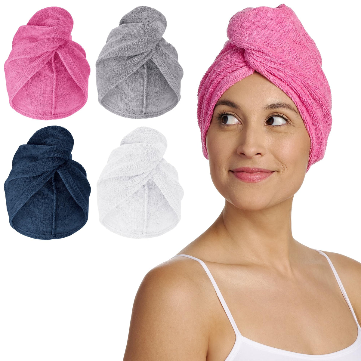 Turbie Twist Microfiber Hair Towel, Grey & Light Pink (2 Pack)