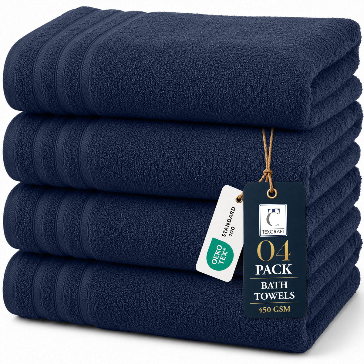 TEXCRAFT Large Bath Towels Set of 6 – 100% Cotton Terry – 24" x 50" – Quick Dry, Soft & Highly Absorbent – Beige Towels for Bathroom, Gym, Spa, Pool & Daily Use