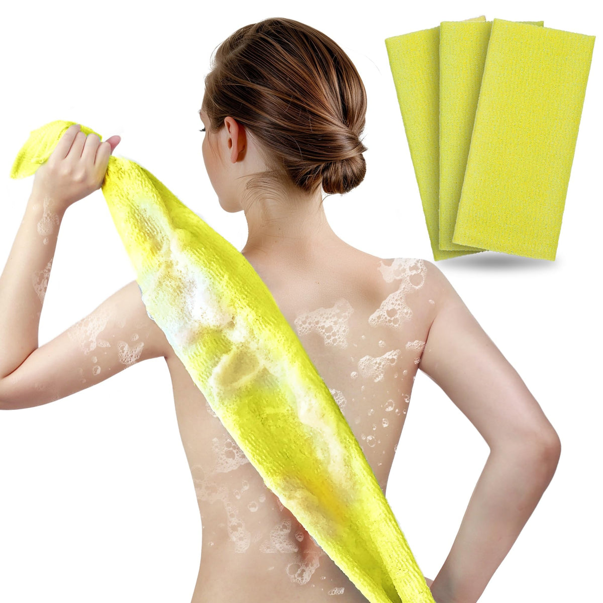 ARCH&M Exfoliating Washcloth & Japanese Shower Towel, 3 Pack, Body Scrubber