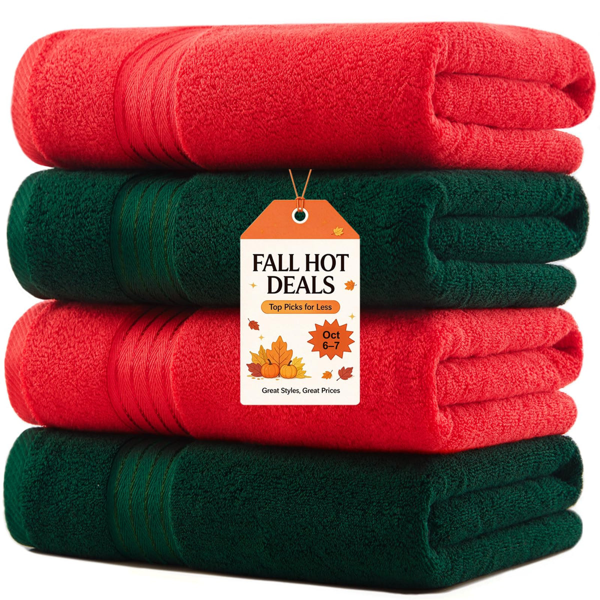 COZYART Luxury Bath Towels 4 PCS, 27x54 650 GSM Turkish Cotton Burnt Orange