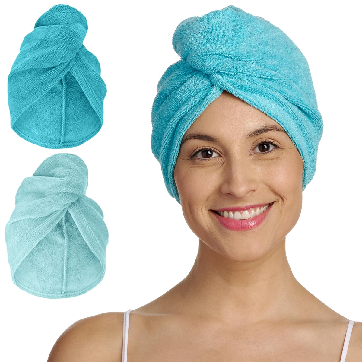Turbie Twist Microfiber Hair Towel, Grey & Light Pink (2 Pack)