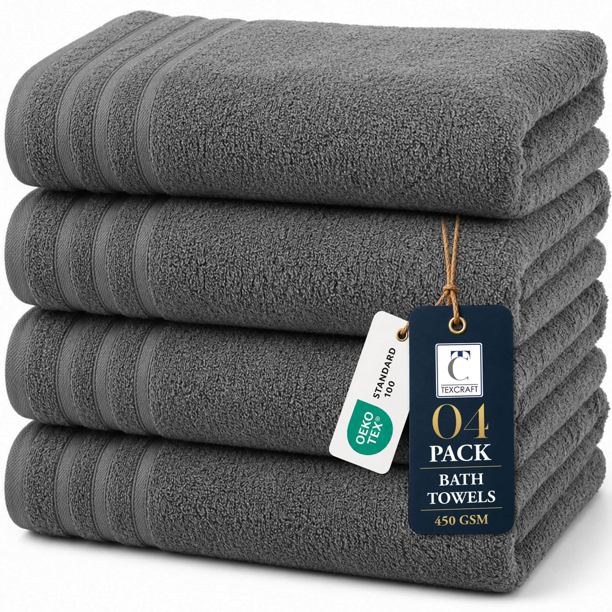 TEXCRAFT Large Bath Towels Set of 6 – 100% Cotton Terry – 24" x 50" – Quick Dry, Soft & Highly Absorbent – Beige Towels for Bathroom, Gym, Spa, Pool & Daily Use