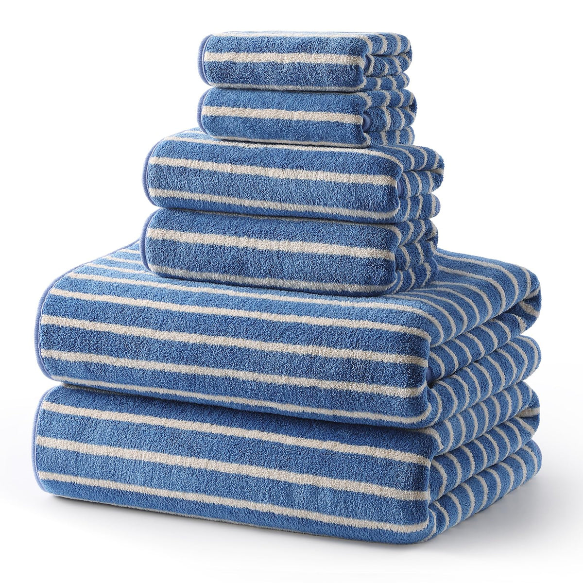 ecolook Striped Microfiber Bathroom Towel Set, Lightweight-Green