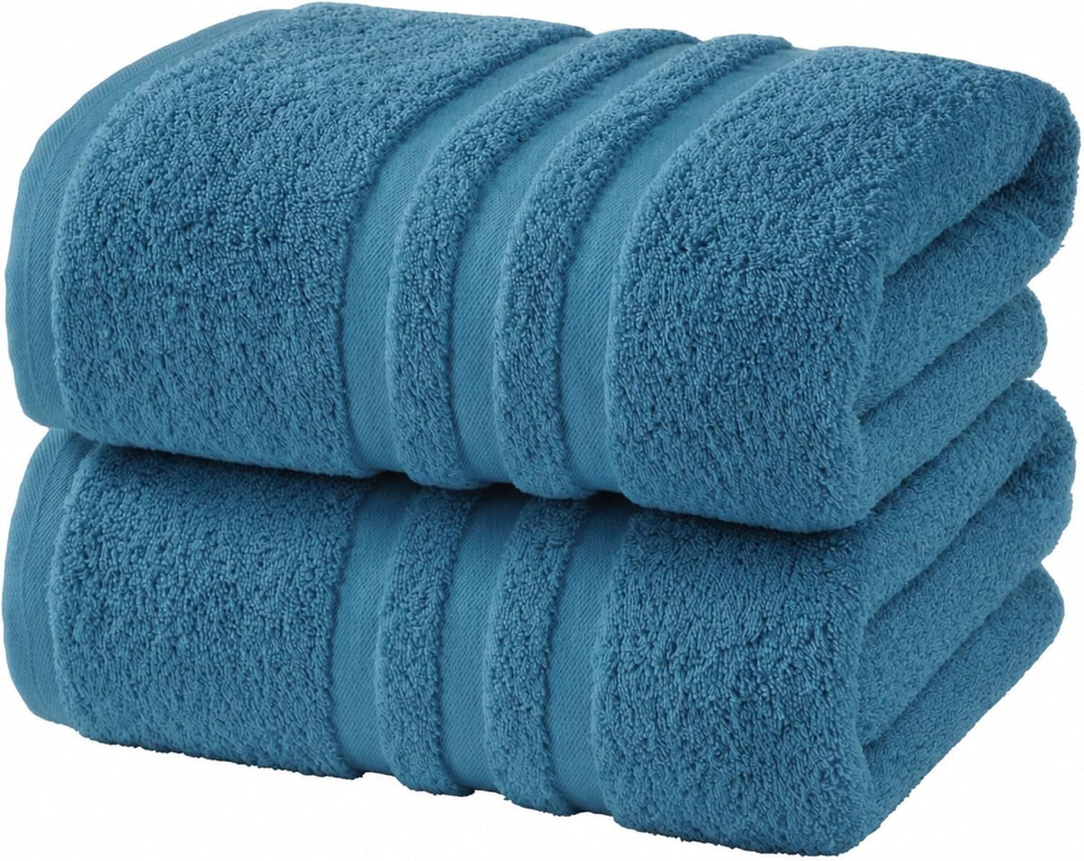 Velqora Large 100% Cotton Bath Towels 2 Pack, 30x60 in, Blue