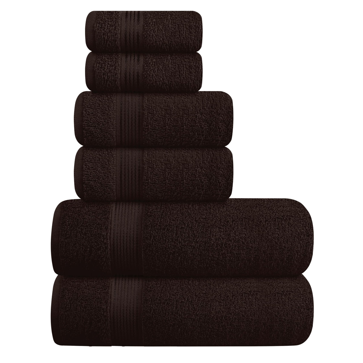 Belizzi Home Ultra Soft 6 Pack Cotton Towel Set, Contains 2 Bath Towels 28x55 inch, 2 Hand Towels 16x24 inch & 2 Wash Coths 12x12 inch, Ideal for Everyday use, Compact & Lightweight - Black