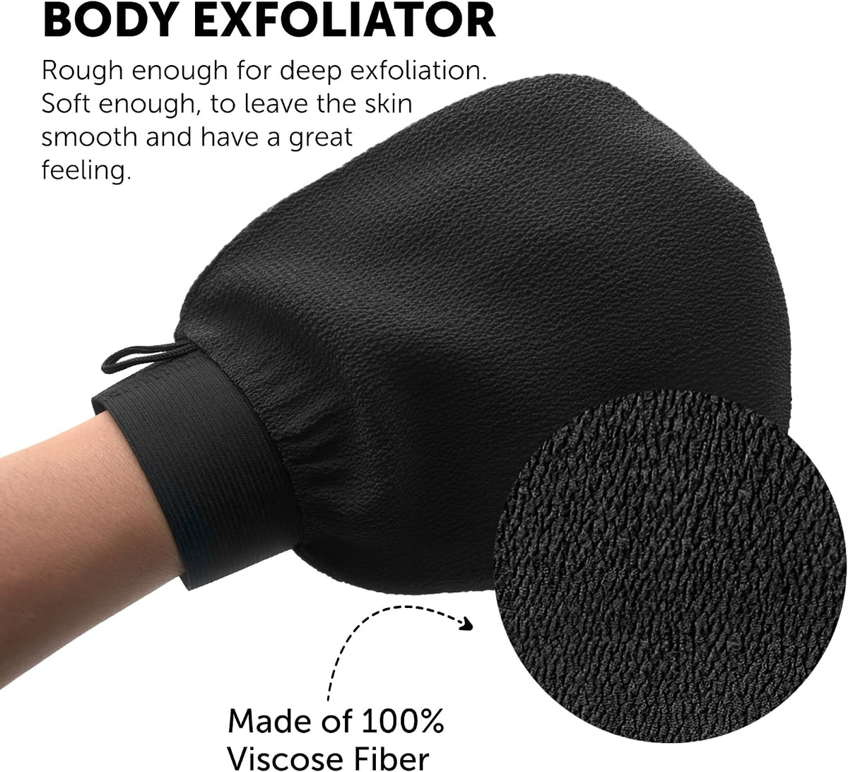VALITIC Exfoliating Glove Body Scrubber Mitt for Shower, Pair Black