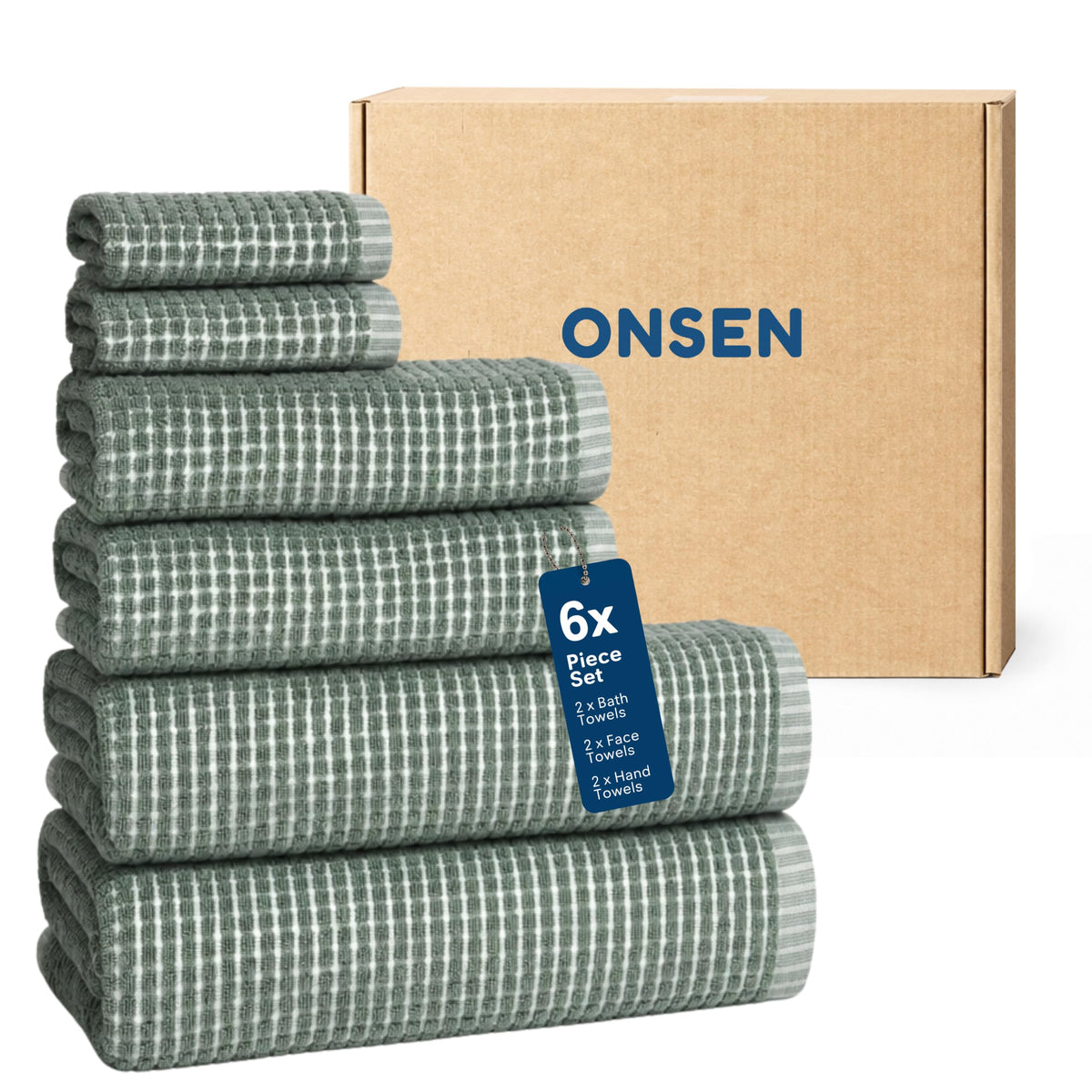 ONSEN Sculpted Terry Bath Towels - Grey Fog, 2X Bath Towel