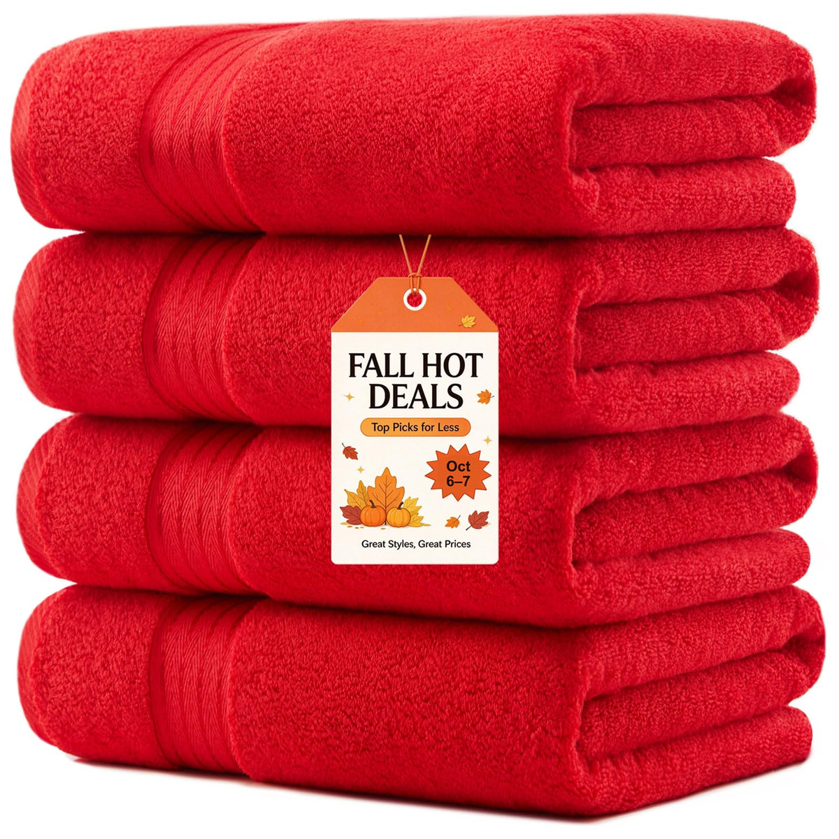 COZYART Luxury Bath Towels 4 PCS, 27x54 650 GSM Turkish Cotton Burnt Orange