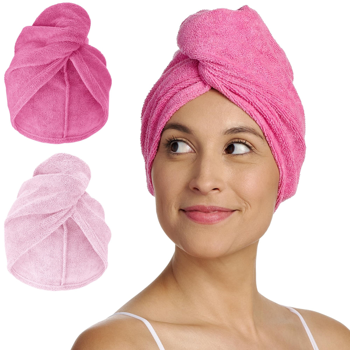 Turbie Twist Microfiber Hair Towel, Grey & Light Pink (2 Pack)