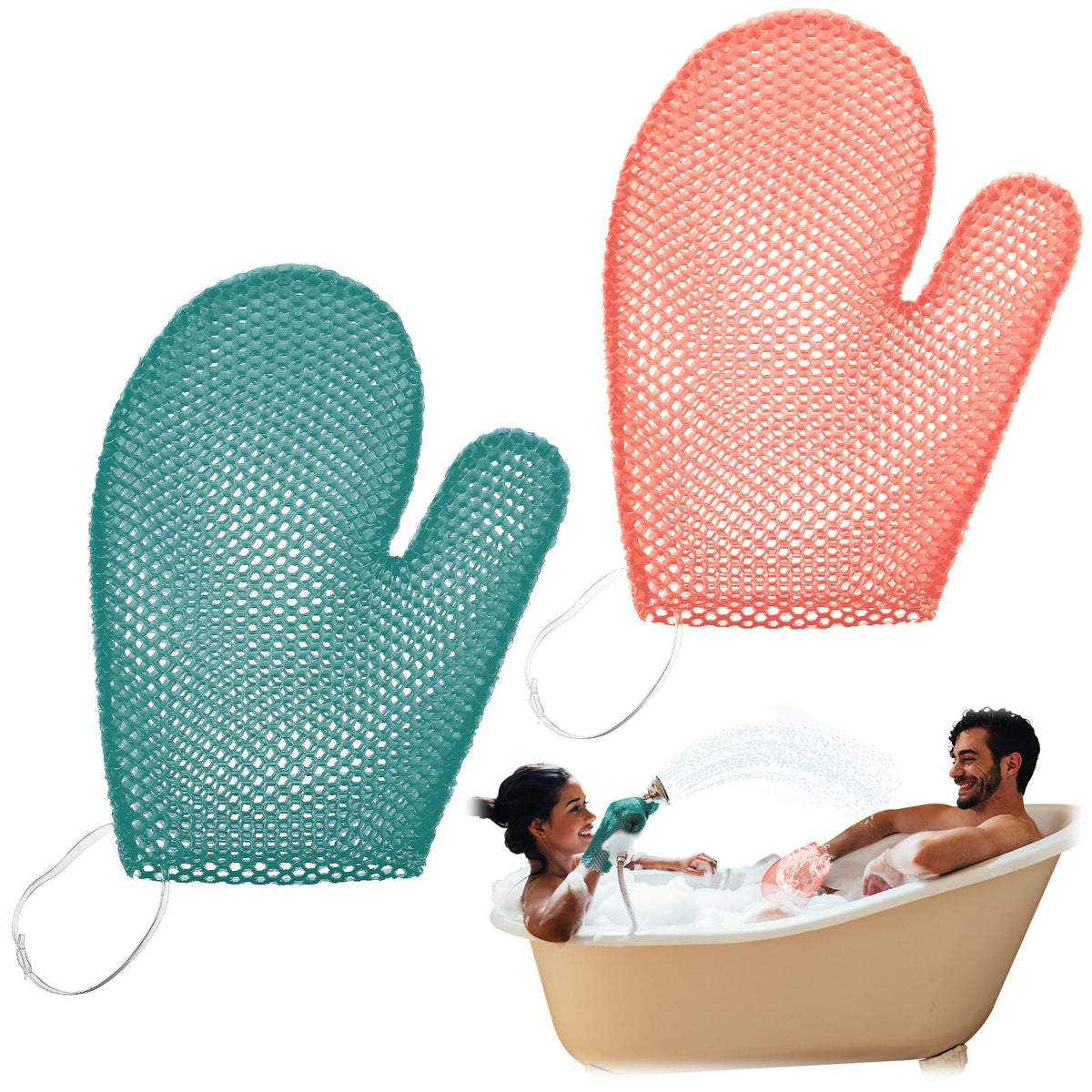 Karenhi 2 Pcs Honeycomb Bath Mitt Exfoliating Glove,Blue,Purple