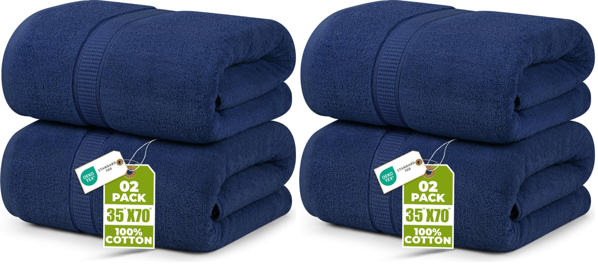 Utopia Towels Jumbo Bath Sheets, 2 Pack, 35x70 in, 600 GSM Cotton, Navy