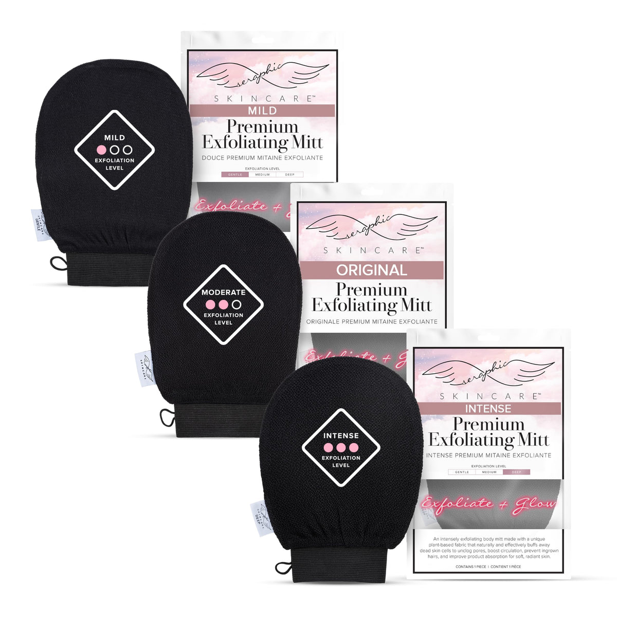 Divine Glow Exfoliating Mitt for Body 2pcs - Body Scrub Glove & Exfoliator