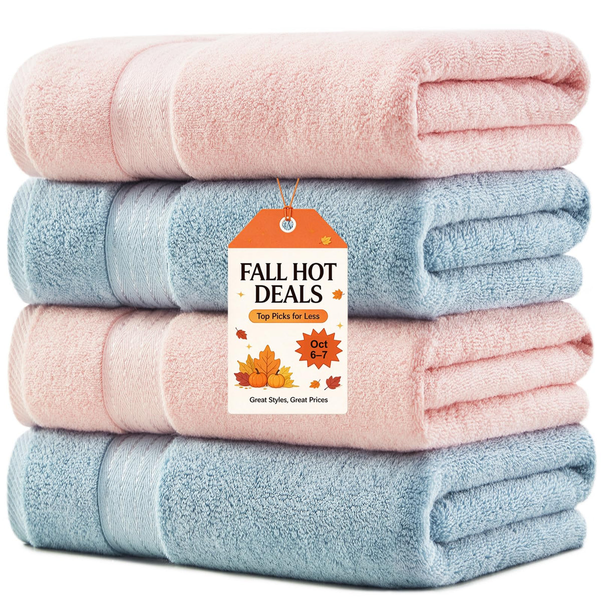 COZYART Luxury Bath Towels 4 PCS, 27x54 650 GSM Turkish Cotton Burnt Orange